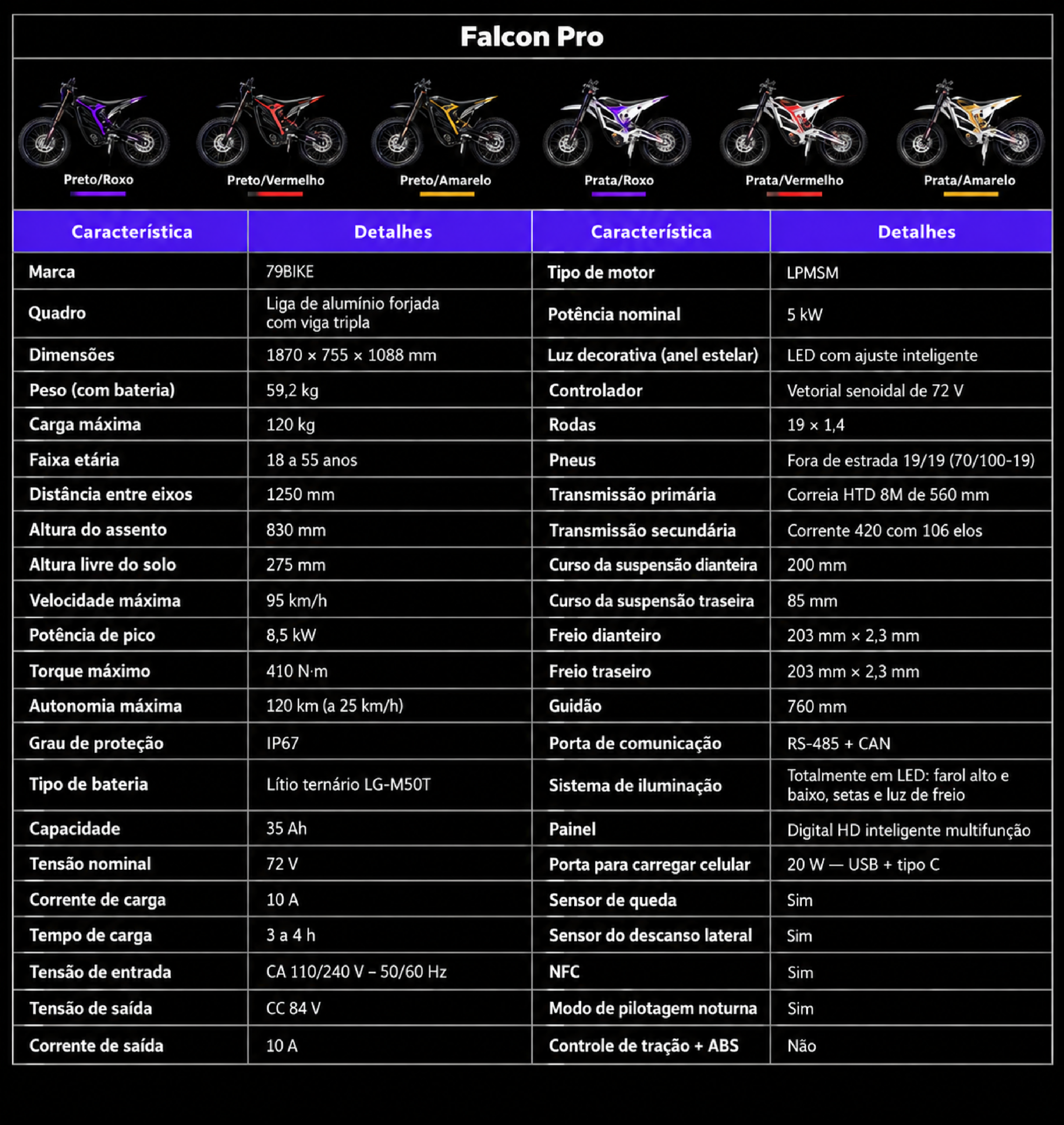 79BIKE Falcon Pro – Moto Elétrica Off-Road 8.5kW - Imagem 9
